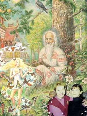 Рисунок-фреска, выполненная фантазией и руками ребят в школе Щетинина 